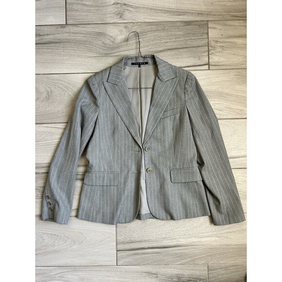 Theory Woman’s Blazer Size M Grey Cotton Blend Button Front - Picture 1 of 4